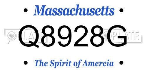 Q8928G Massachusetts License Plate