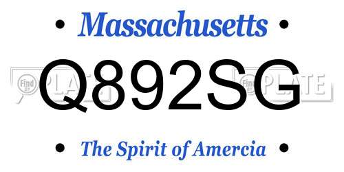 Q892SG Massachusetts License Plate