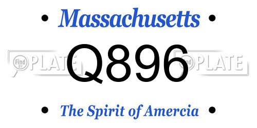 Q896 Massachusetts License Plate