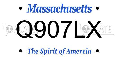 Q907LX Massachusetts License Plate
