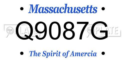 Q9087G Massachusetts License Plate