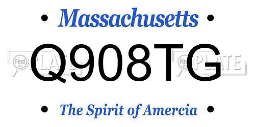 Q908TG Massachusetts License Plate
