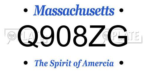 Q908ZG Massachusetts License Plate