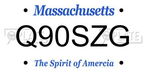 Q90SZG Massachusetts License Plate