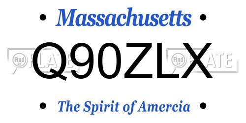 Q90ZLX Massachusetts License Plate