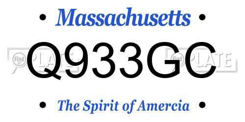 Q933GC Massachusetts License Plate