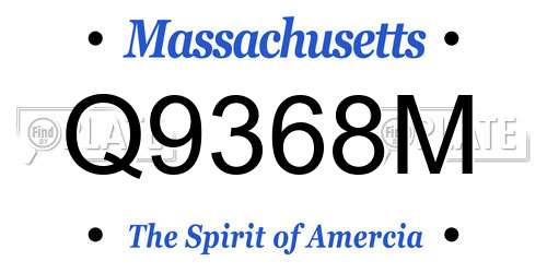 Q9368M Massachusetts License Plate