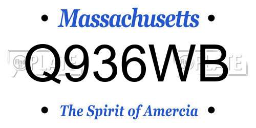 Q936WB Massachusetts License Plate