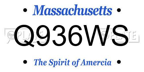 Q936WS Massachusetts License Plate