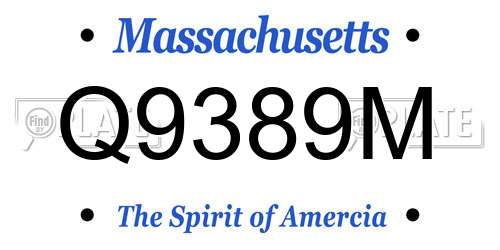 Q9389M Massachusetts License Plate
