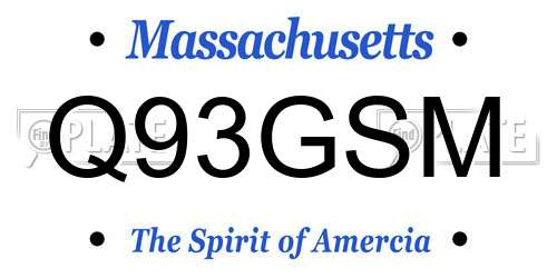 Q93GSM Massachusetts License Plate
