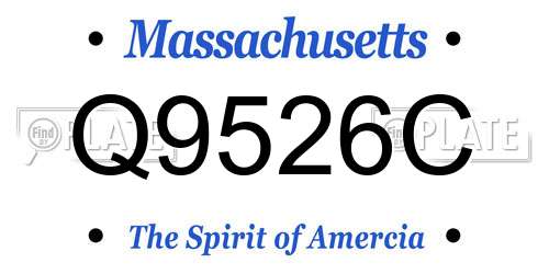 Q9526C Massachusetts License Plate