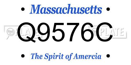 Q9576C Massachusetts License Plate