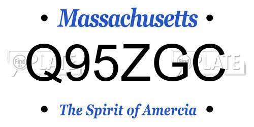 Q95ZGC Massachusetts License Plate