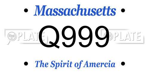 Q999 Massachusetts License Plate