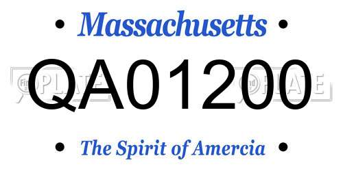QA01200 Massachusetts License Plate