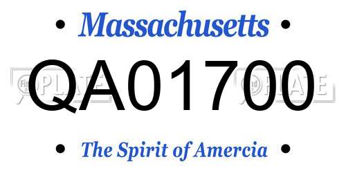 QA01700 Massachusetts License Plate