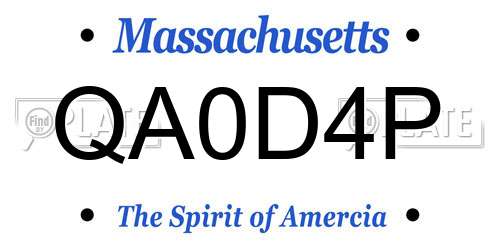QA0D4P Massachusetts License Plate