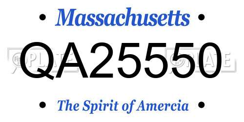 QA25550 Massachusetts License Plate