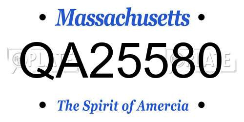 QA25580 Massachusetts License Plate