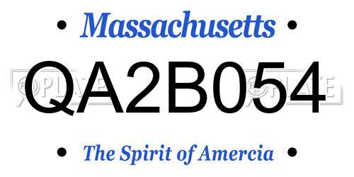 QA2B054 Massachusetts License Plate