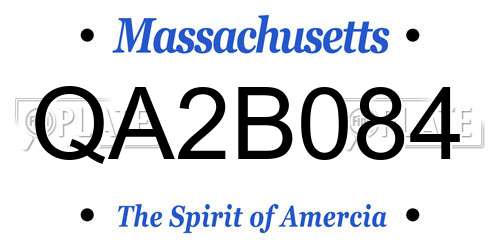 QA2B084 Massachusetts License Plate