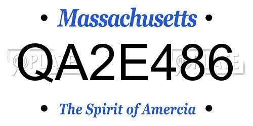 QA2E486 Massachusetts License Plate