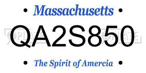QA2S850 Massachusetts License Plate