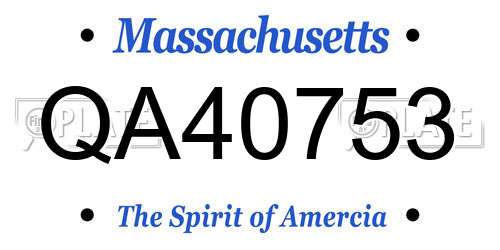 QA40753 Massachusetts License Plate