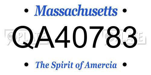 QA40783 Massachusetts License Plate
