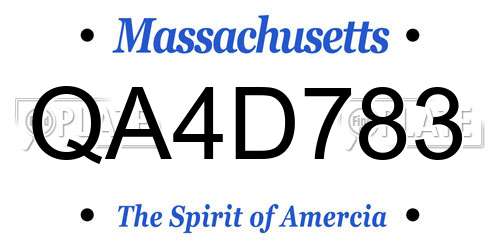 QA4D783 Massachusetts License Plate