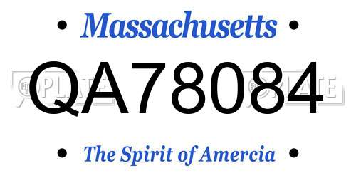 QA78084 Massachusetts License Plate