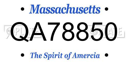 QA78850 Massachusetts License Plate