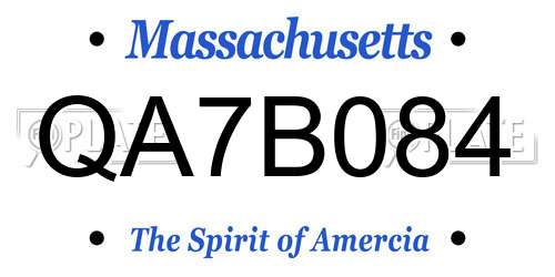 QA7B084 Massachusetts License Plate