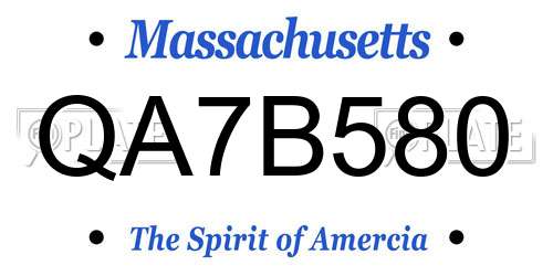 QA7B580 Massachusetts License Plate