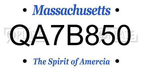 QA7B850 Massachusetts License Plate
