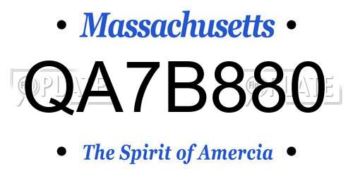 QA7B880 Massachusetts License Plate