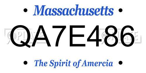 QA7E486 Massachusetts License Plate