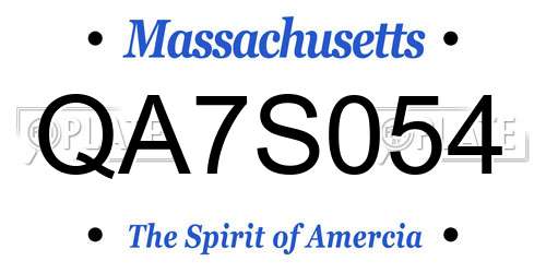 QA7S054 Massachusetts License Plate
