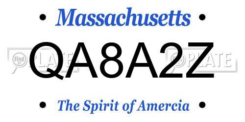 QA8A2Z Massachusetts License Plate