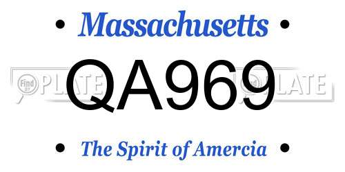 QA969 Massachusetts License Plate