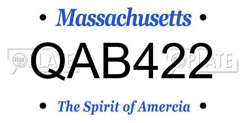 QAB422 Massachusetts License Plate