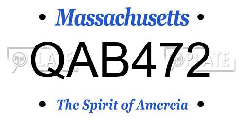 QAB472 Massachusetts License Plate