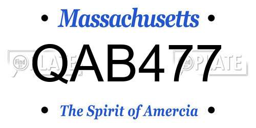 QAB477 Massachusetts License Plate