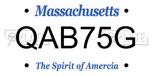 QAB75G Massachusetts License Plate