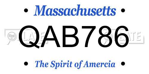 QAB786 Massachusetts License Plate