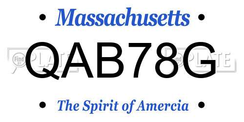 QAB78G Massachusetts License Plate