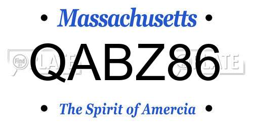 QABZ86 Massachusetts License Plate