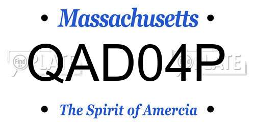 QAD04P Massachusetts License Plate