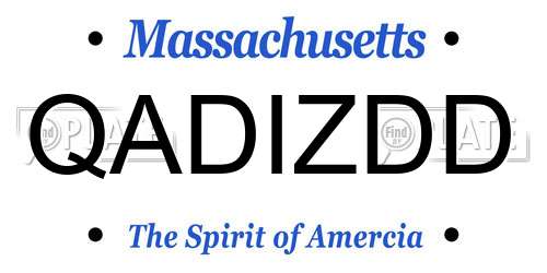 QADIZDD Massachusetts License Plate